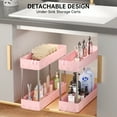 thumbnail image 3 of Slim Storage Cart 4 Tier Slim Cart, Bathroom Rolling Utility Cart Storage Organizer Slide Out Cart, Mobile Shelving Unit Organizer Trolley for Office Bathroom Kitchen Laundry Narrow Places, Pink, 3 of 7