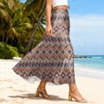 thumbnail image 4 of LWavelet Women Striped Print Maxi Skirt Elastic Waist With Pockets Casual Long Skirt Light Brown 2XL, 4 of 5
