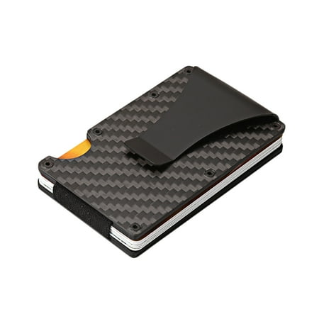 Black Money Clip - Carbon Fiber Credit Card Holder Carbon Fiber Slim Minimalist Wallet Front Pocket Wallet Credit Business Card Holder With Money Clip For Men (Black)