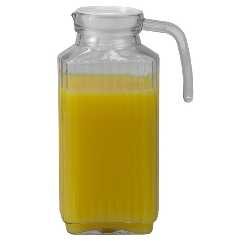 Glass Fridge Jug Pitcher Water Juice Orange Milk Kitchen Home Non Drip  Spout