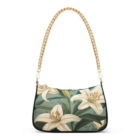One Shoulder Chain Handbag 7.1x11x2.8in Women's Hobo Handbags Tote Handbags Shoulder Handbags Card Bag Cash Bag Key Bag Lovely Lilies