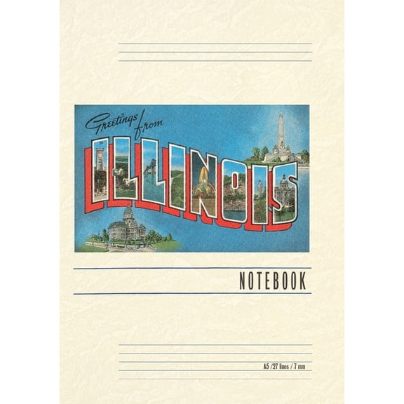Vintage Lined Notebook Greetings from Illinois, (Paperback)