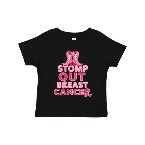 Inktastic Stomp Out Breast Cancer with Pink Cowgirl Boots Boys or Girls Toddler T-Shirt