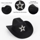 thumbnail image 2 of Sombrero vaquero de fieltro Fedora Western para mujer y hombre negro Bawnhaw, 2 of 6