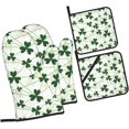 thumbnail image 2 of St Patrick''s Day Oven Mitts and Pot Holders 4 Pcs Sets for Kitchen, Cooking Gloves Heat Resistant Oven Mitt Gloves Non Slip Potholders for Grilling, 2 of 6