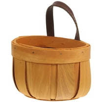 Woven Basket with Handle Woodchip Basket Wooden Woven Basket Empty Woodchip Basket