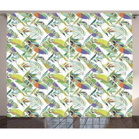 Banana Leaf Curtains 2 Panels Set Exotic Leafy Paradise Of Banana