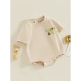 thumbnail image 2 of Bagilaanoe Newborn Baby Girl Rompers Letter Print Short Sleeve Bodysuits 3M 6M 12M 18M 24M Infant Casual One Piece Short Jumpsuit, 2 of 8
