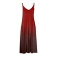 thumbnail image 4 of Dvprdro Summer Dresses for Women 2025 Fashion Casual Loose Gradient V Neck Spaghetti Strap Pleated Flowy Beach Sun Long Maxi Dress, 4 of 5