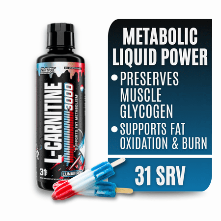 Nutrex Research L-Carnitine 3000 Premium L Carnitine, Stimulant-Free Workout Drink, 31 Servings, Lunar Pop