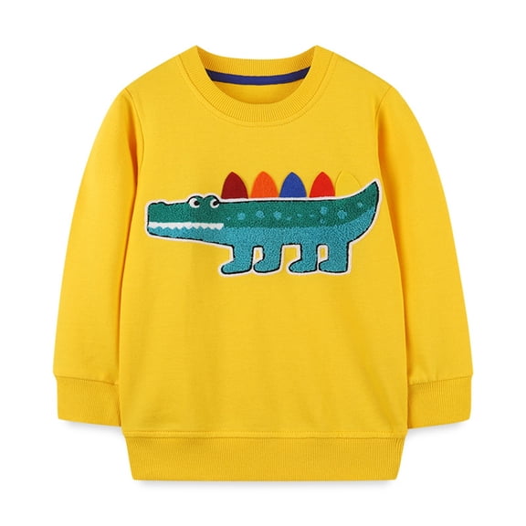 Tisuna Kids Crewneck Sweatshirts Boys Cozy Long Sleeve Sweatshirt Toddler Animals Print Casual Wear Hoodless Size 12-24 Months