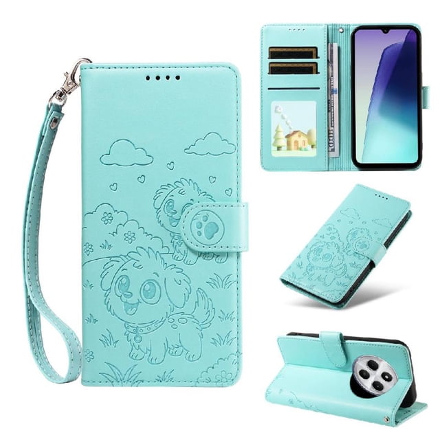 Funda Cartera GANGXUN con Diseño de Perrito en Relieve para Xiaomi POCO M7 , Protección 360° con Ranuras y Correa Desmontable