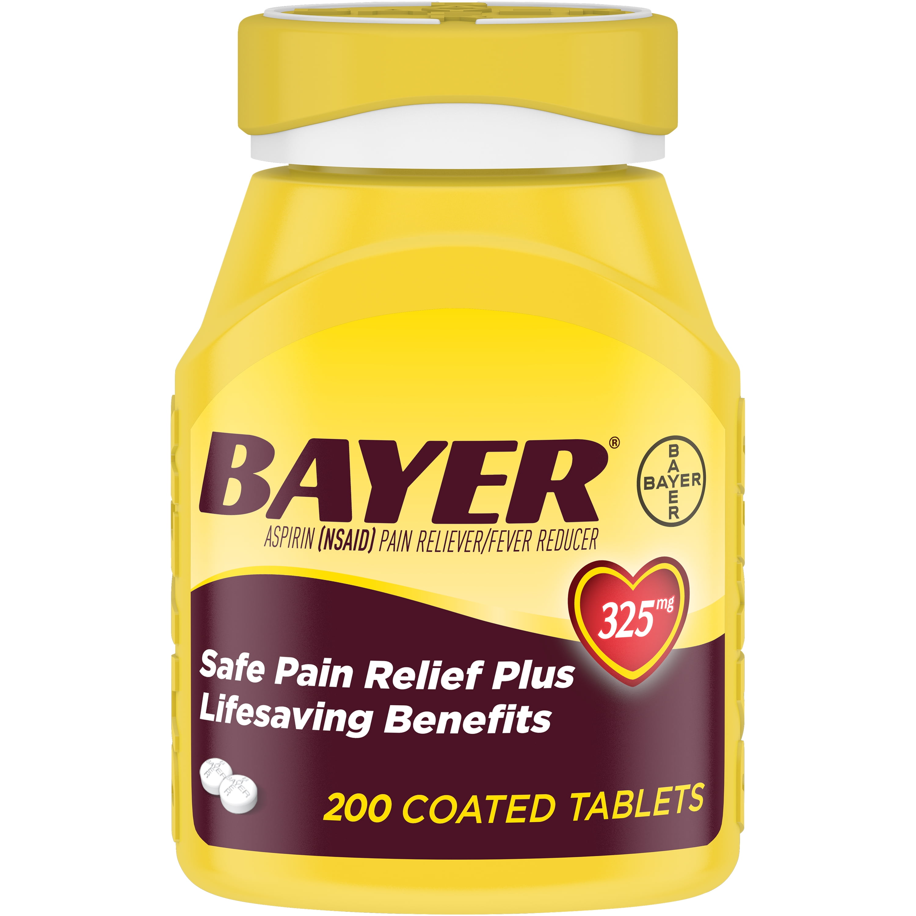 Genuine Bayer Aspirin Pain Reliever/Fever Reducer Coated Tablets, 325