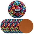 thumbnail image 2 of Graffiti 6PCS Round Microfiber Leather Coasters, 11x11 cm/4.3x4.3 in, Drink Mats for Home and Office, Set of 6 Coasters, 2 of 6