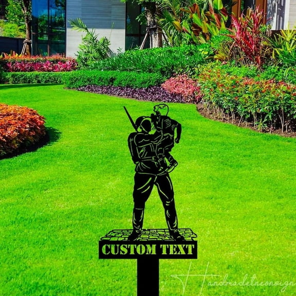 Handmadetneonsign Custom Outdoor Memorial Father Son Name Metal Sign With Stake, Dad Metal Sign