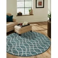 thumbnail image 3 of Unique Loom Outdoor Trellis Collection Area Rug - Gitter (10' Round Teal/Ivory), 3 of 9