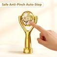thumbnail image 3 of Handheld Fan for Soccer Trophy Shaped, Portable USB Rechargeable Mini Fan, Safe Anti-Pinch Auto-Stop, Lightweight Stadium Fan for Game Day, Travel, Outdoor, 2026 Football Event Gifts, Rose Gold, 3 of 7