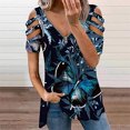 thumbnail image 2 of Hauts de Blouse à Manches Courtes et Col Rond pour Femmes, 2 of 5