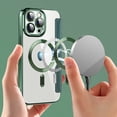 thumbnail image 2 of Compatible with iPhone 13 14 15 16 Case with Magnetic Ring Stand [Compatible with Mag-Safe] [Full Camera Lens Protector] Soft Plating Phone Case for iPhone Green, 2 of 7