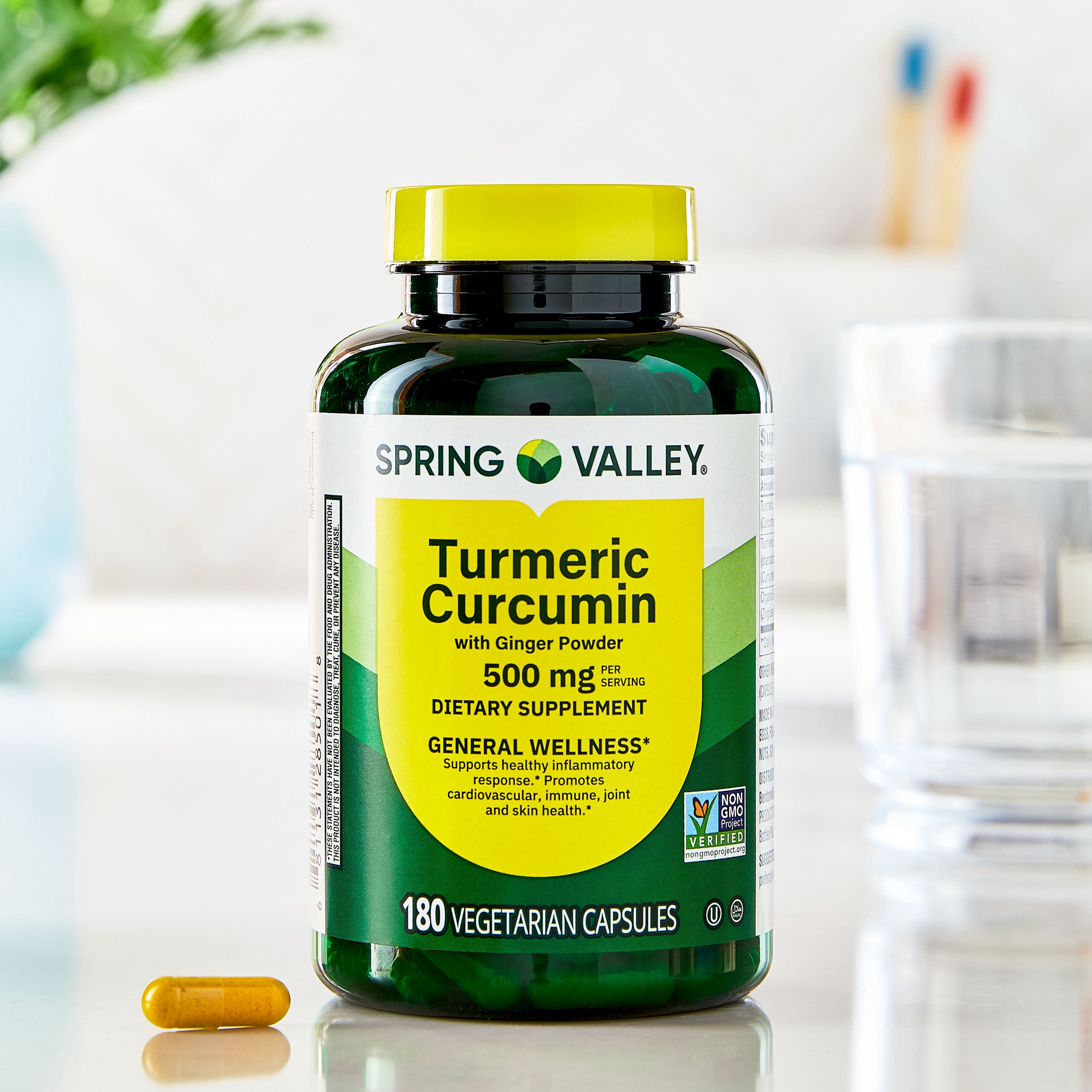 Spring Valley Turmeric Curcumin with Ginger Powder Dietary Supplement, 500 mg, 180 Count