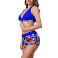 thumbnail image 4 of Women's Leaf Print Color Block Bikini Sets 2 Piece Halter Top Boyshorts Bottom Swimwear Bathing Suits 2 Sets X-Small Dark Blue, Royal Blue, 4 of 5