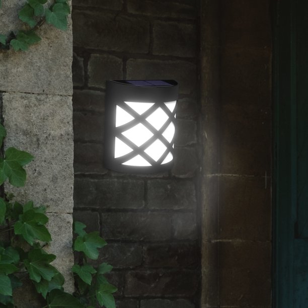 Muyoka Luz de pared solar Luz de cerca solar LED para exteriores Luz de cubierta solar de encendido / apagado automático Luz de paso solar impermeable IP55 con luz de colores RGB para escaleras Patio Muyoka Hogar