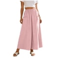 thumbnail image 2 of Gamivast Women's Skirt Pants High Waisted Elastic Waist Side Pockets Wide Leg Flowy Skirt Elegant Boho Trendy Casual Beach Vacation Travel Midi Skirt, 2 of 7