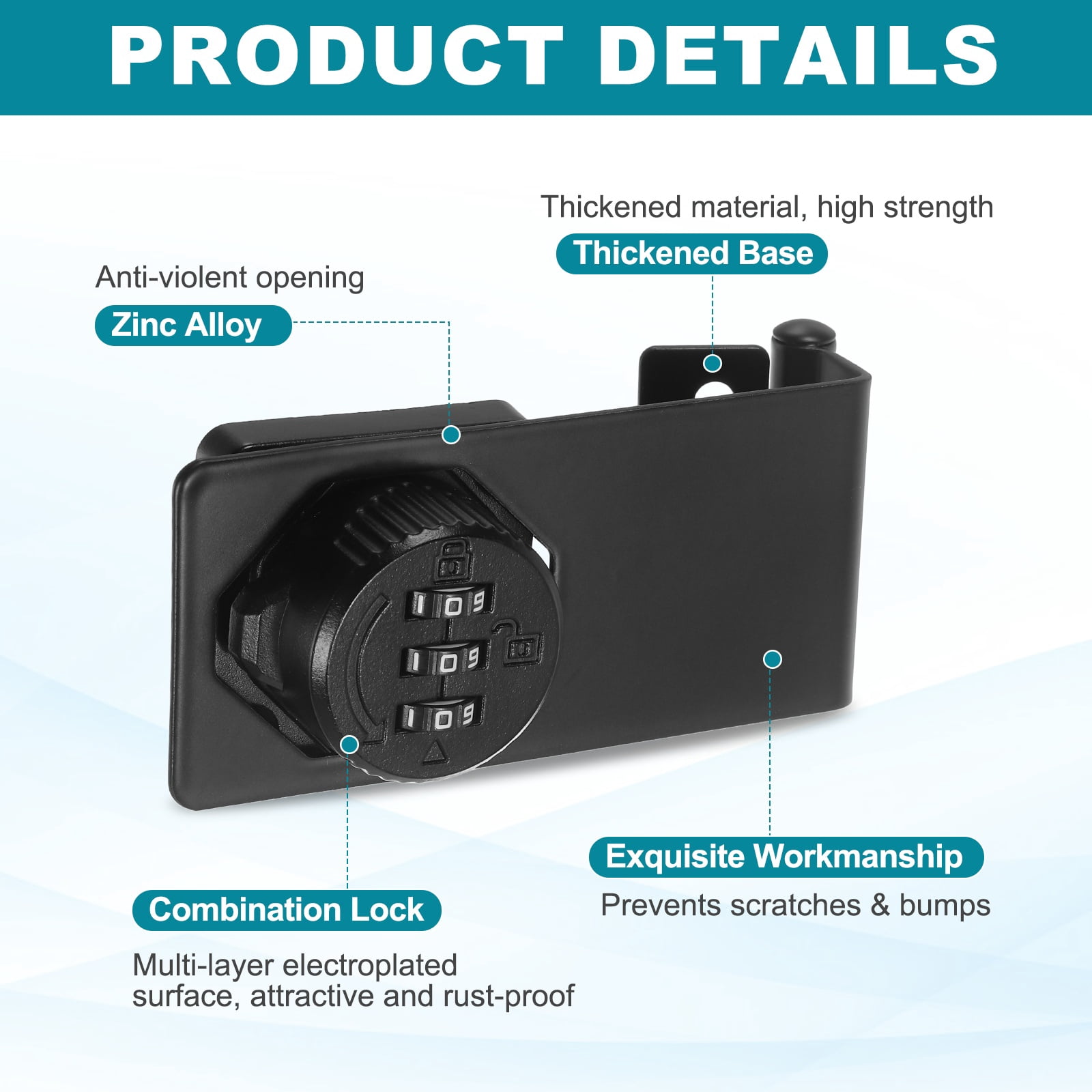 Uxcell Password Rotary Hasp Lock (Black) (2 Set), 90 Degree Keyless 3-Digit Combination Security Slide Latch Cabinet Locks, Suit For- Door/Closet/Barn/Bathroom/Outdoor/Garden