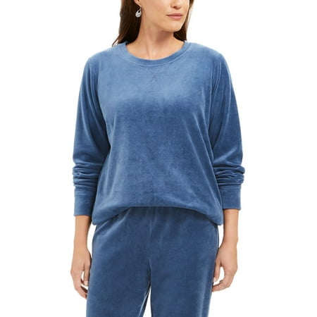 Karen Scott Women's Petite Velour Sweatshirt Blue Size Petite Large