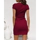 thumbnail image 4 of LILLUSORY, camiseta de verano para mujer, vestido informal de manga corta 2021, cuello redondo, ceñido al cuerpo, minivestidos fruncidos con lazo en la cintura Zhivalor WMZL-907-29, 4 of 5