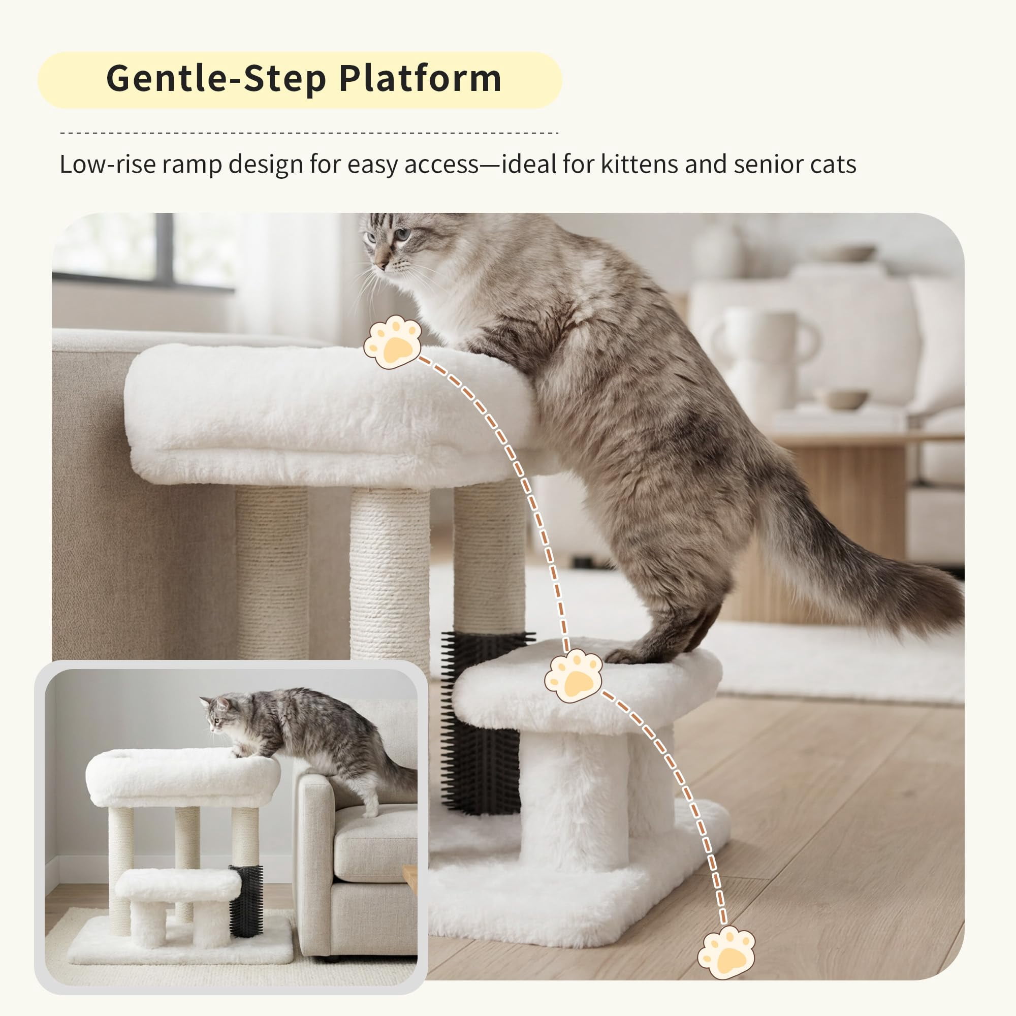 Cat Scratching Post Small Tree Tower Light Gray-15.7 Inch for Indoor Cats