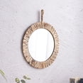 thumbnail image 4 of Espejo decorativo de pared perfecl tejido de mimbre de paja, 4 of 8