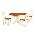 thumbnail image 2 of East West Furniture  5 Piece Modern Dining Table Set- an Oval Wooden Table and 4 Dining Chairs, Buttermilk & Cherry, 2 of 5