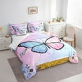 thumbnail image 3 of Feelyou Blue Pink Butterfly Twin Bedding Sets 7-Piece, Dreamy Cartoon Animal Bedding Comforter Set, Romantic Rose Flower Sheet Sets, Lightweight Room Decor, 3 of 7