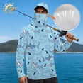 thumbnail image 3 of SEANATIVE Men's Fishing Rash Guard, Sun Protection Long Sleeve Fishing Shirt Pullover with Mesh Face Mask Sun Protective Shirt Summer Outfits for Outdoor, XL, Shark Light Blue, 3 of 7