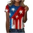 thumbnail image 2 of Memorial Day T Shirts for Women Red White and Blue T Shirts Women 4th of July Shirts Red White and Blue Tops Memorial Day Tee Women's New Casual Fashion Printed T-Shirt Crewneck Short-Sleeved Top, 2 of 4