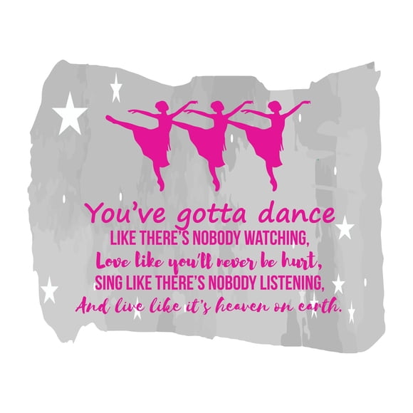 Dance Like There's Nobody Watching Live Like It'S Heaven On Earth Girls Room Decal Wall Art Sticker Designs Vinyl Stickers For Home House Walls Rooms Windows Bedroom Decoration Size (26x26 inch)