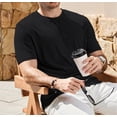 thumbnail image 3 of YATELLE Mens T-Shirt Casual Stretch Solid Crewneck Short Sleeve Tees Textured Shirts, 3 of 7
