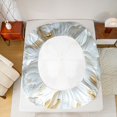 thumbnail image 5 of Homewish Fashion Butterfly Women Queen Sheet Sets, Romantic Animal Flat Sheet, White Gold Flower Floral Queen Fitted Sheet, Luxury Bedroom Decor, 4-Piece, 5 of 7