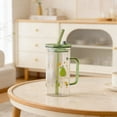 thumbnail image 5 of Bow Shaped Square Transparent Glass Cup With Lid Handle Suitable For And Girls Heat Coffee Cup Glass&Bottle, 5 of 5