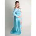 thumbnail image 2 of JustVH Maternity Off Shoulder Dress Photoshoot Long Sleeve Split Front Chiffon Gown for Photography, 2 of 6