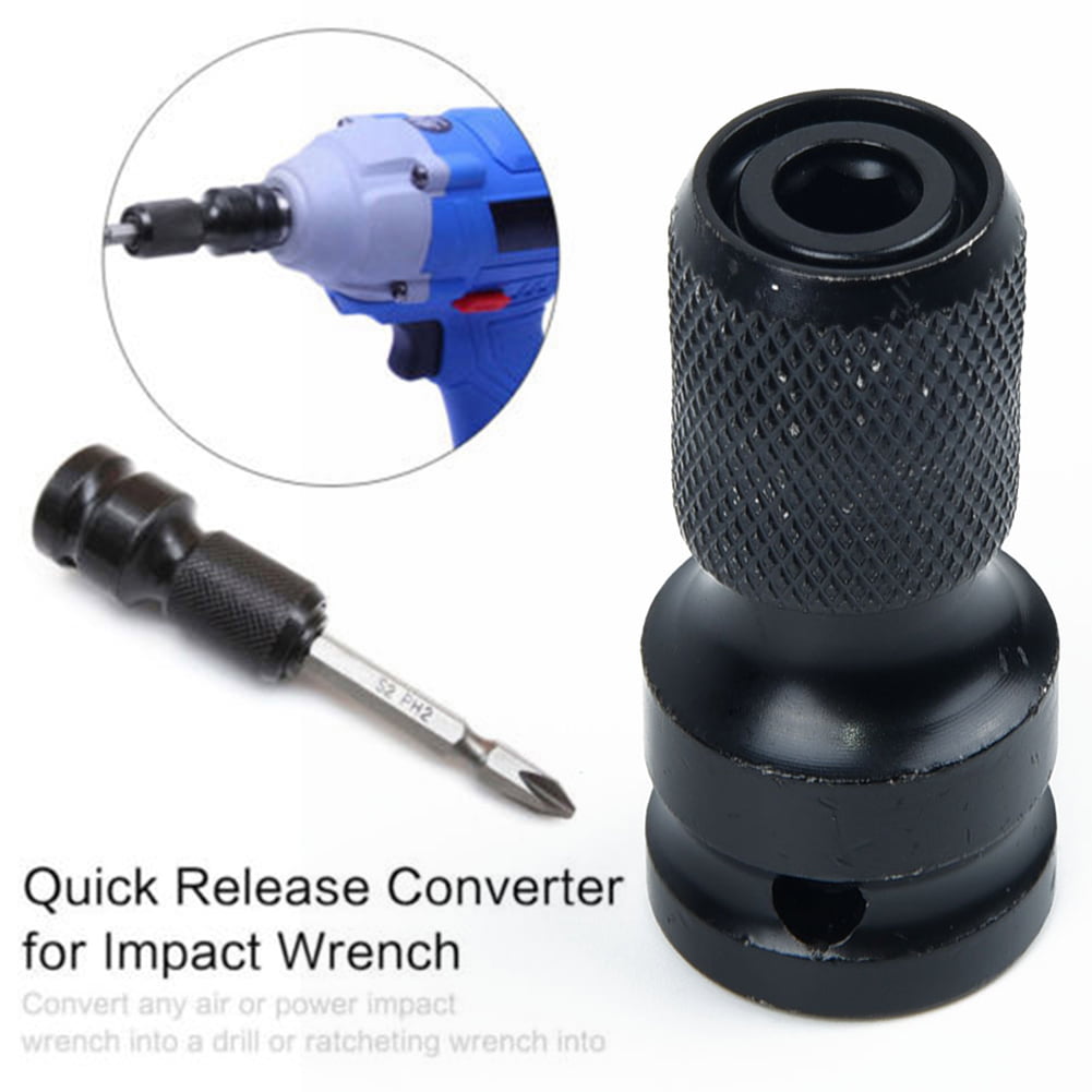 2Pcs 1/2 to 1/4 Hex Female Telescopic Socket Adapter Drill Chuck Converter Impact Driver Hex Female Socket 