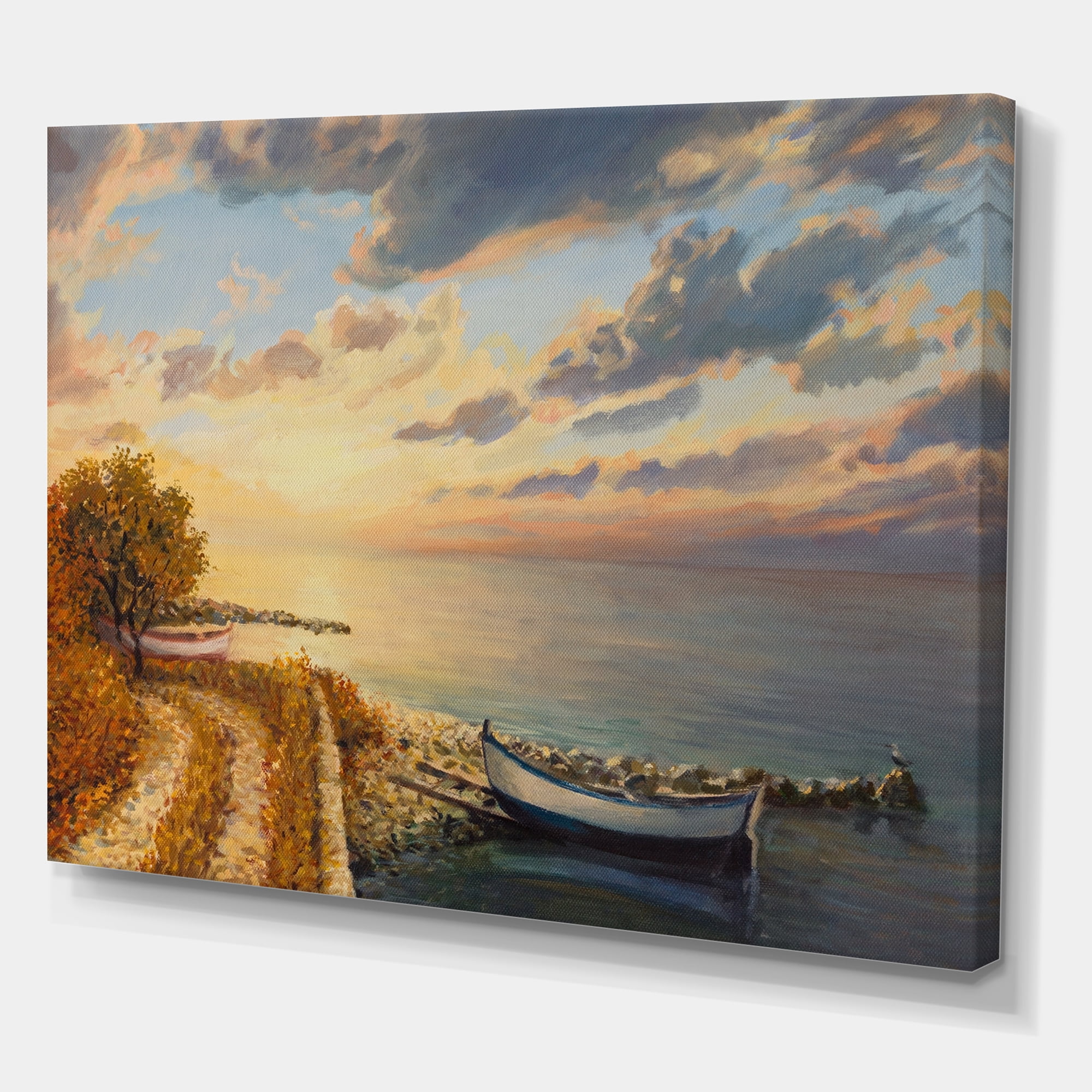 Designart ' Romantic Morning By The Sea ' Nautical & Coastal Canvas Wall Art Print