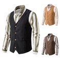 thumbnail image 3 of Spring And Summer New Wholesale Men's Vest Solid Color European Size Single-Breasted V-Neck Retro Vest Men's Vest, 3 of 3