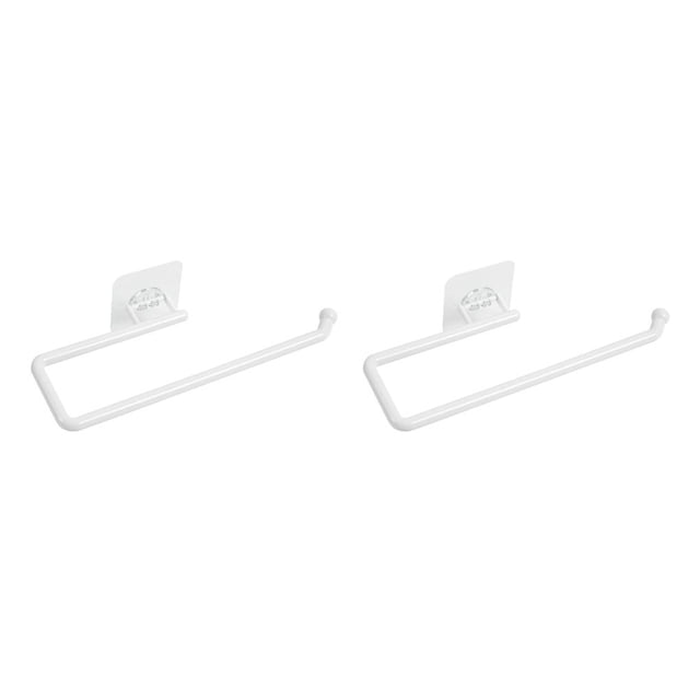 Bearachild Soporte de almacenamiento de papel de cocina Soporte de pared de plástico Estante organizador de toallitas autoadhesivas Estante de Blanco 2piezas
