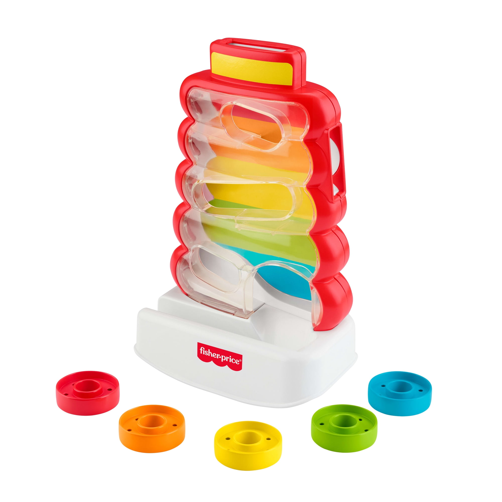 Fisher-Price Drop Through Rock-a-Stack Baby & Toddler Developmental Activity Toy, 5 Coins