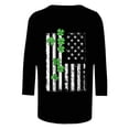 thumbnail image 5 of JSheng Women's 3/ 4 Sleeve Tops Fashion Casual Printed Round Neck Pullover T-shirt for Saint Patrick's Day Black XL, 5 of 5