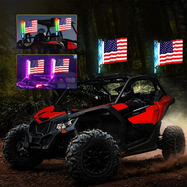 2 luces LED RGB Sharpla 3 pies con bandera Para motocicletas UTV ATV