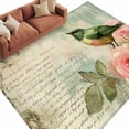thumbnail image 2 of 6'x9' Area Rugs, Vintage Pink Floral Indoor Outdoor Area Rug for Living Room Bedroom, Birds Retro Mottled Middle Century Washable Bathroom Rugs Kitchen Floor Carpet Mats Home Decor Aesthetic, 2 of 8