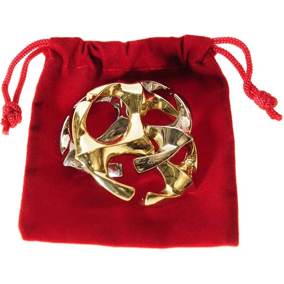 Rotor Hanayama Puzzle, New 2020 Release, Level 6 Difficulty, Bonus RED Velveteen Pouch